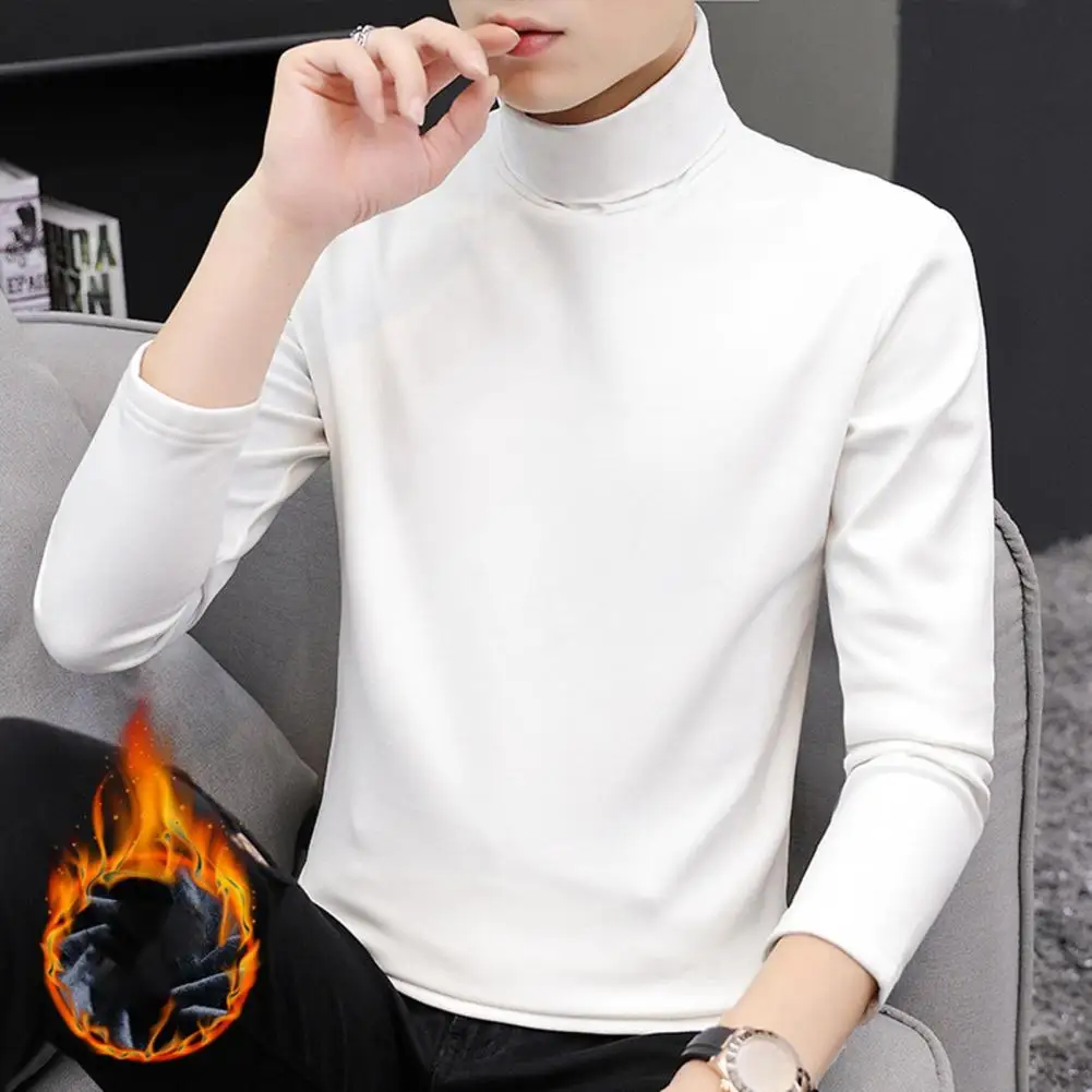 

Men's Top Solid Color Half Turtleneck Long Sleeve Trendy Versatile Warm Base Shirt For Autumn Winter