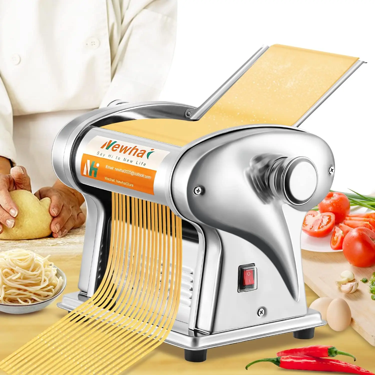 135W for Home Use Electric Family Pasta Maker Machine Noodle Maker Pasta Dough Spaghetti Roller Pressing Machine Stainless Steel inandon kv i5 karaoke machine 22 inch capacitive touch screen host jukebox family ktv 6tb 120 000 chinese and english songs