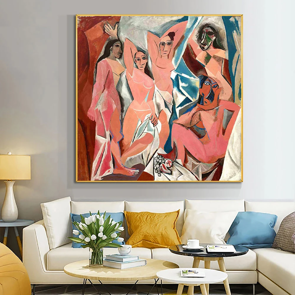 

Picasso Famous Painting Les Demoiselles d'Avignon Canvas Poster Nude Woman Artwork Prints Abstract Wall Picture For Room Decor