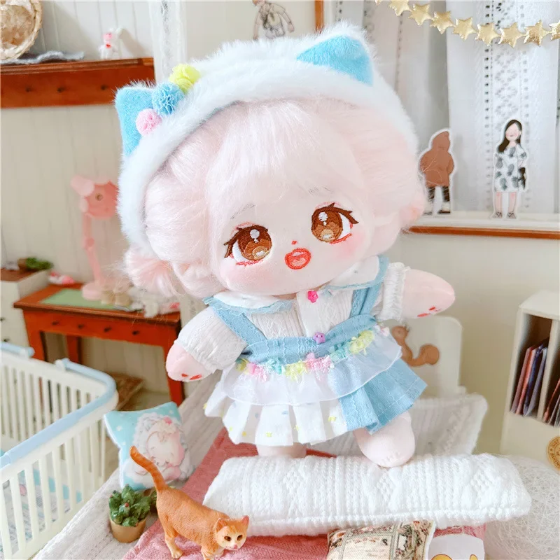 

20cm Doll Clothes Lovely headwear dress Suit Outfit Dolls Accessories for Korea Kpop EXO Cotton Idol Dolls Gift DIY Toys