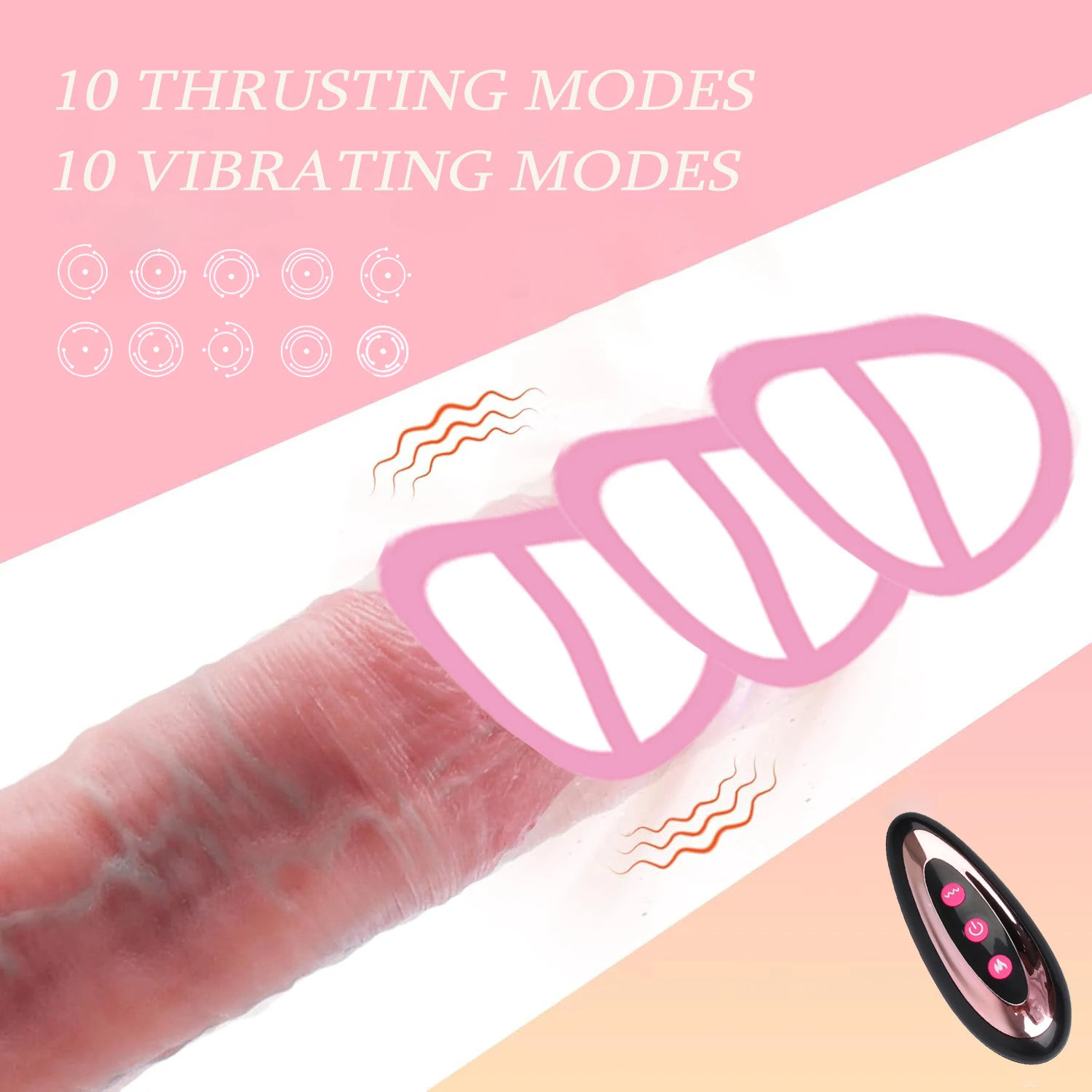 Thrusting dildo vibrator for women anus vagina stimulation