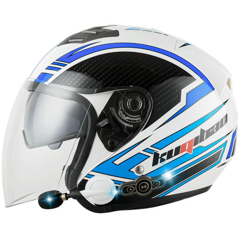 

Men Women Open Face 3/4 Bluetooth Built-In Motorcycle Helmet DOT Approved Waterproof Double Anti-Fog Anti-Scratch Visors