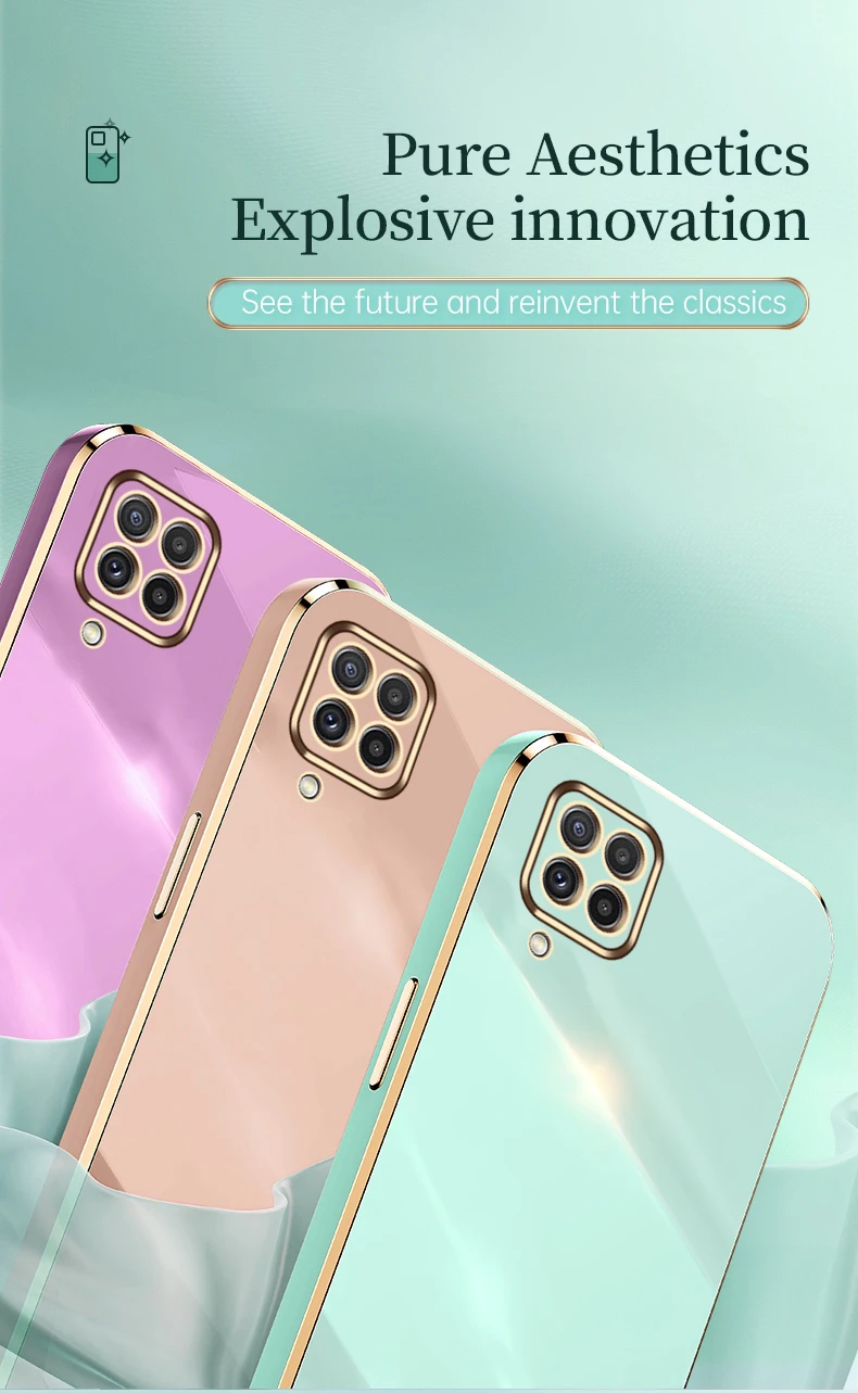 Plating Texture Case for Samsung A22 A12 Nacho A42 5G dekselvesker for Galaxy M22 M12 telefonveske Coque Capa_voghion.com