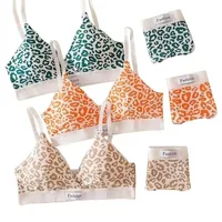 1/2/3/4pcs Seamless Bra Set Low Waist Panties Leopard Bralette Sexy Lingerie Set Vneck Sport Brassiere Female Cotton Underwear
