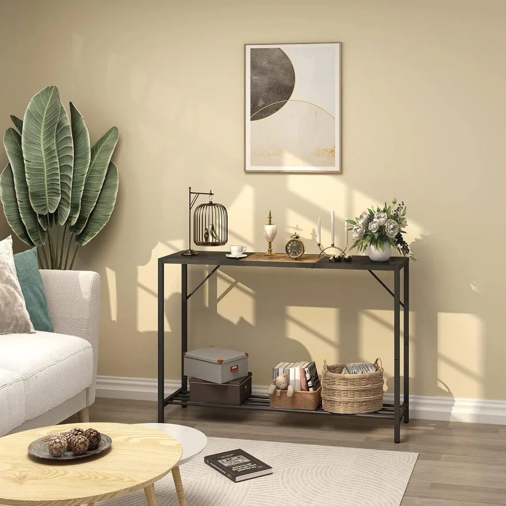 Console Table, 41.7" Industrial Entryway Table with Shelf, Narrow Sofa Table for Hallway, Entrance Hall, Foyer, Corridor