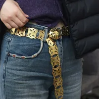 Simple Carved Metal Body Chain Silver Gold Flower Waist Chain Indian Arab Body Jewelry Belly Dance Waist Belt Girls