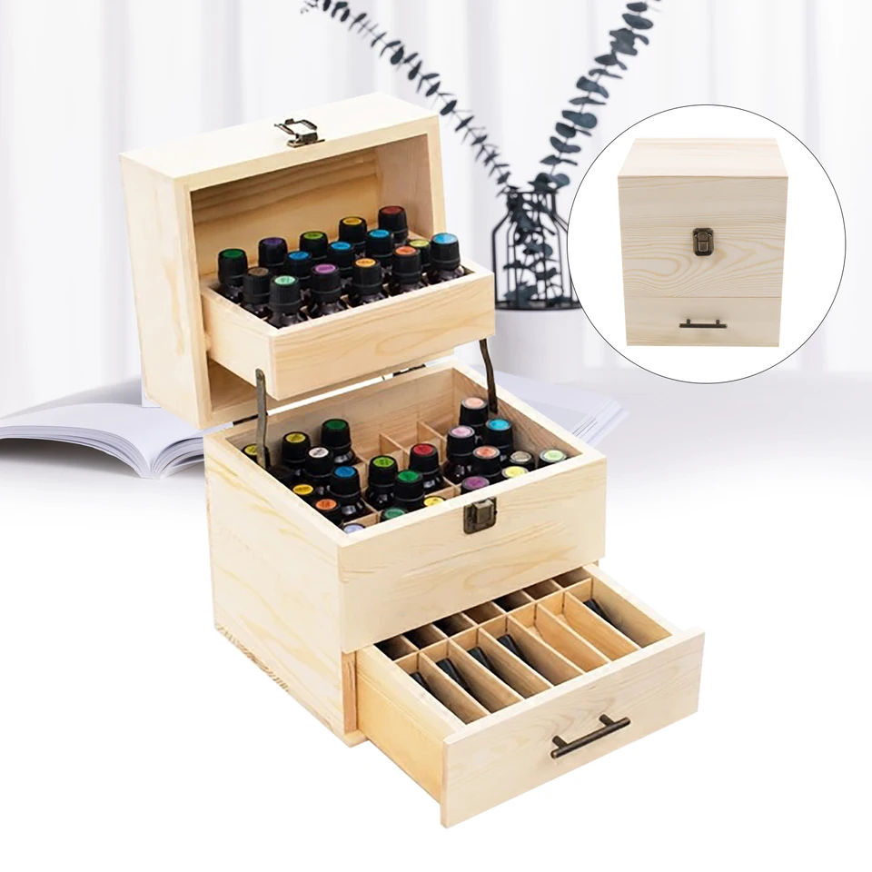 Premium Wood Essential Oil Storage Box 59 Slots