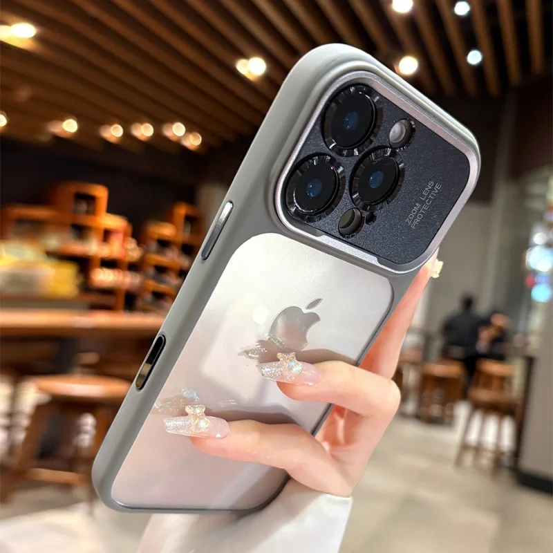 Matte Bumper Transparent Phone Case with Lens Protection and Shockproof Clear Back Cover