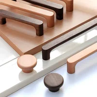 Nordic ไม้ตู้จับไม้ประตูห้องครัว Dresser ตู้เสื้อผ้า Knobs ตู้ลิ้นชักดึงเฟอร์นิเจอร์ Handles 3