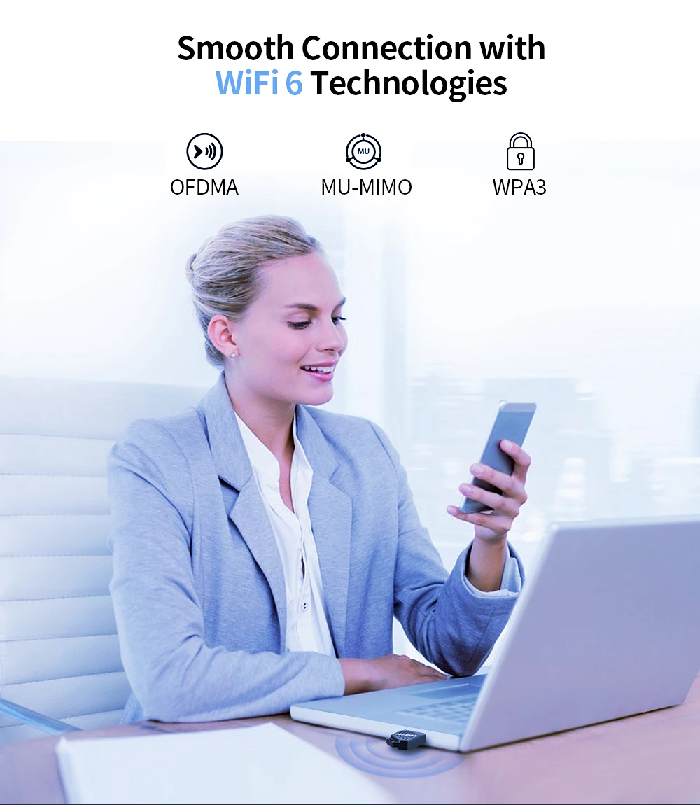 900Mbps USB WiFi 6 Bluetooth 5.4 Adapter Dual Band 2.4G 5G Wireless External Rec