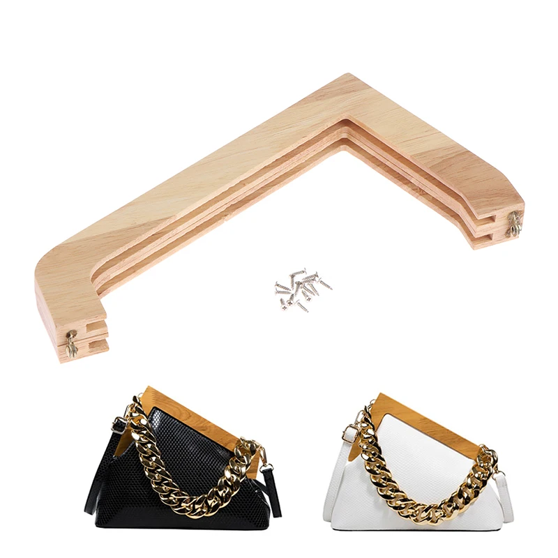 

1PCS Solid Wood Bag Handles Wooden Purse Frame DIY Clasp Handmade Sewing Brackets For Making Bags Accessories