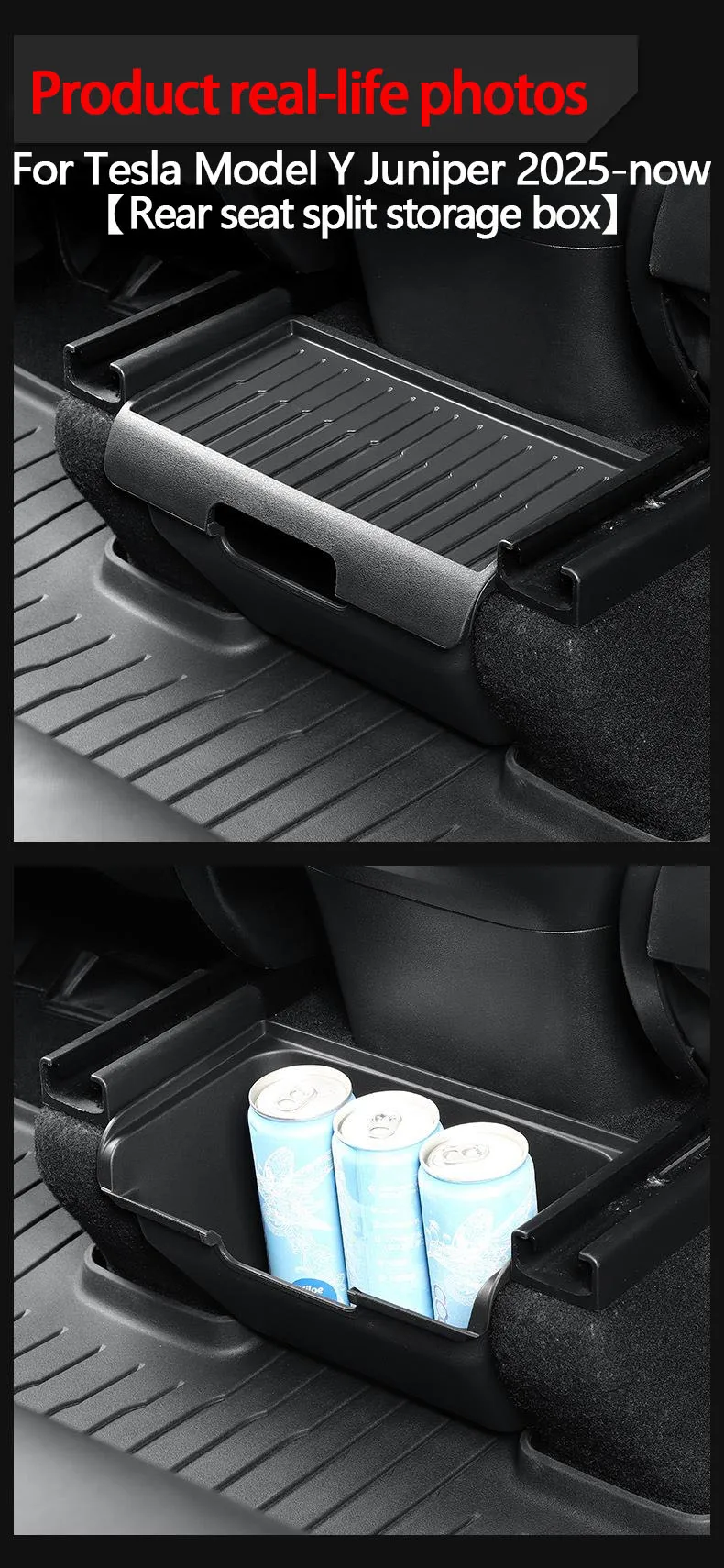 For Tesla New Model Y Juniper 2025 Under Seat Storage Box Rear Middle Storage Bi