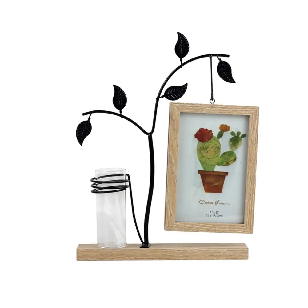 Photo frame double sided stable base high strength rustproof with hydroponic vase home supplies