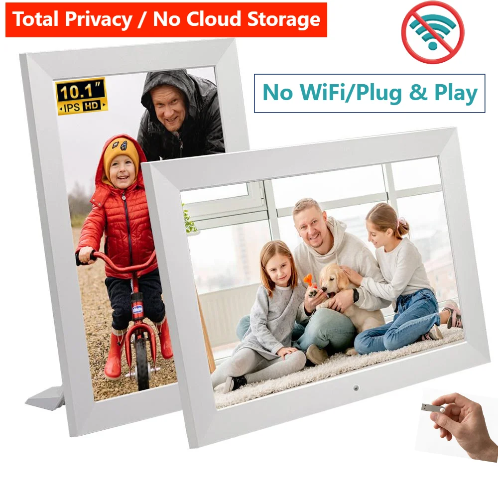 10.1-Inch HD Digital Photo Frame & Multimedia Player with Alarm Clock and Remote Control