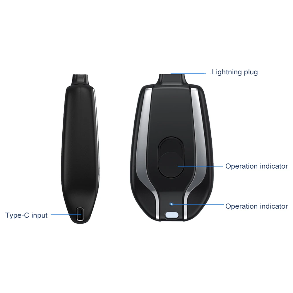 1500mAh Portable Keychain Power Bank Fast Charging Mini Mobile Phone Charger External Battery Pack For iPhone Emergency Power
