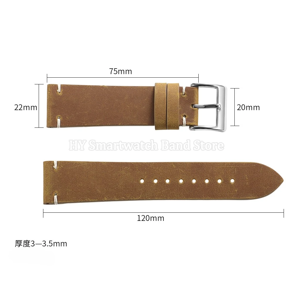 Handcrafted Vintage Oil Wax Leather Watch Band – Premium Cowhide Strap with Handmade Stitching