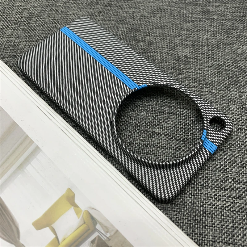 Carbon Fiber Colorful Stripe Texture PC Frameless Phone Case with Heat Dissipation Bumper Cover