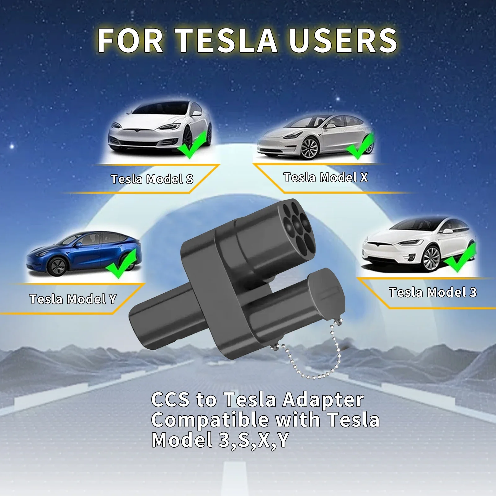 CCS2 to Tesla AC DC EV Charger Adapter Compatible with Tesla Cars CCS2 Combo DC Fast Charging Adapter
