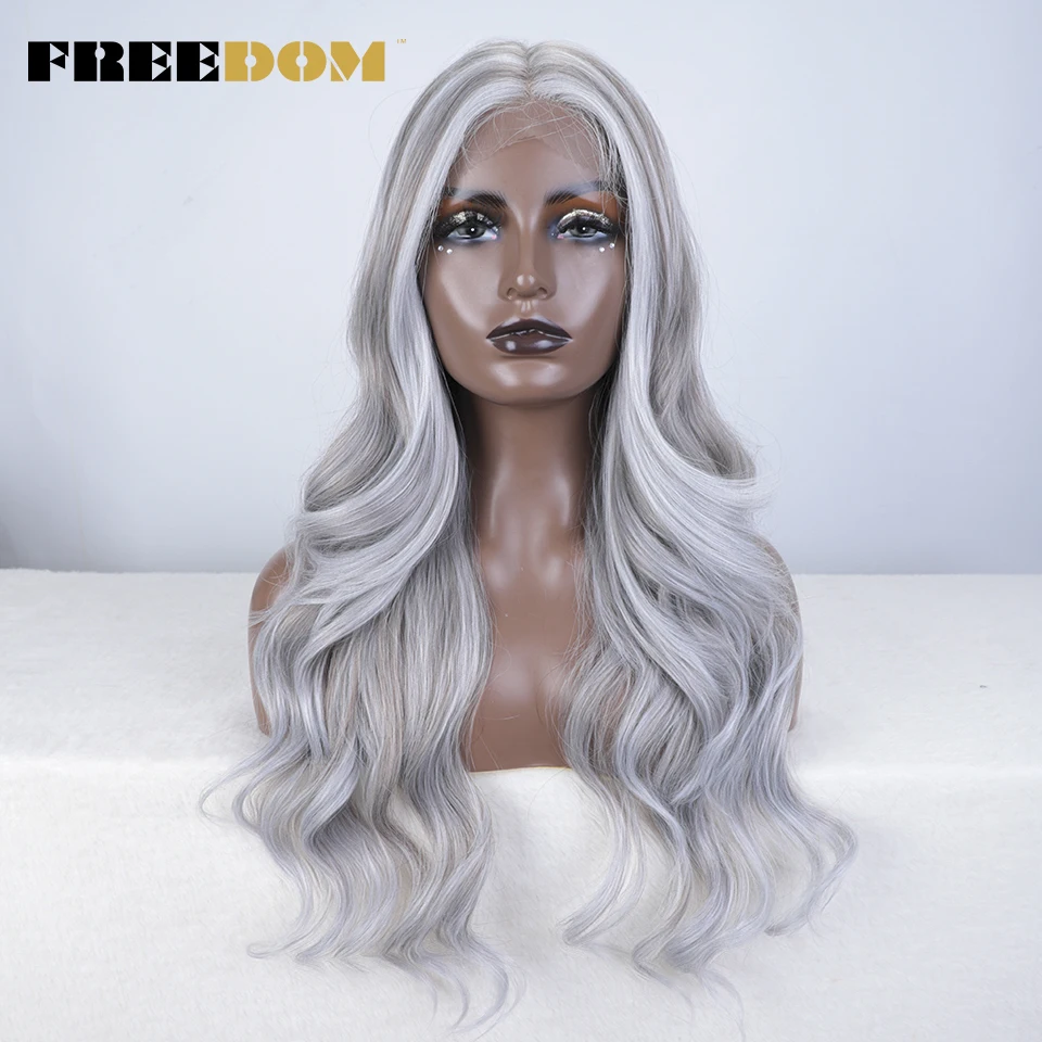 Lace front wig lace wigs synthetic wigs womens synthetic wigs FREEDOM 13X4 synthetic lace front wigs body wave ombre blonde brown ginger lace wigs for black women heat resistant cosplay