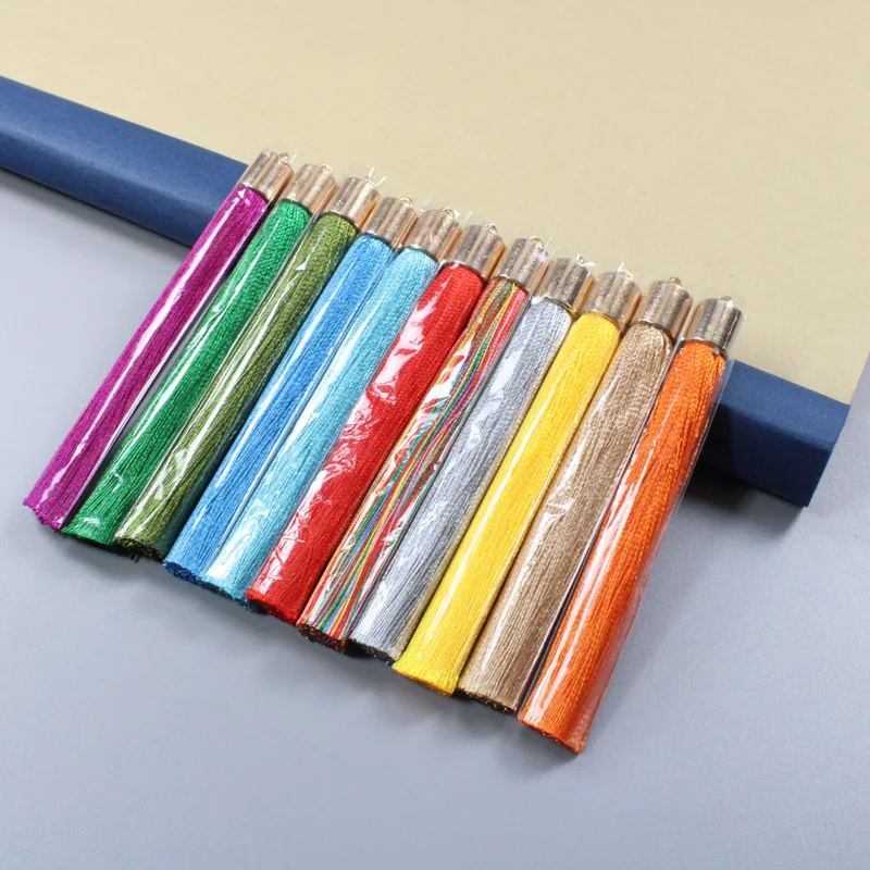 100pcs DIY 공예 바느질 보석 키 체인 책갈피에 대 한 9cm 술 프린지 트림 펜 던 트 매달려 만들기 용품 장식 재료