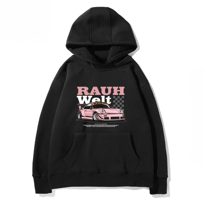 RWB Modified Car 911 Black Hooded Hoodie Men and Women of The Same Model New Autumn and Winter Casual Loose Top Clothing zip up hoodie sweatshirt jacket fleece hoodies print hoodies solid color hoodies
