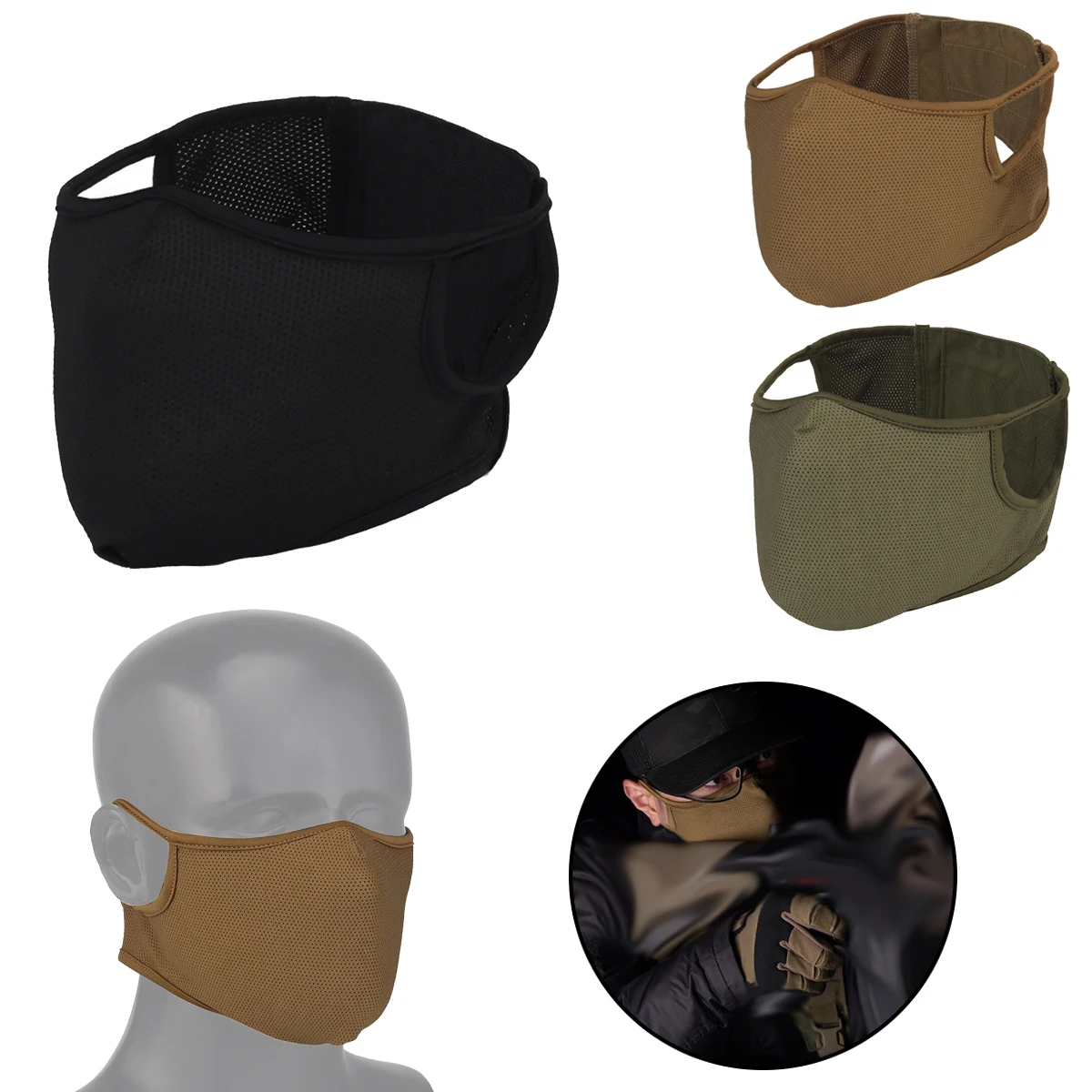 

Tactical Silicone Mask Mask Military Half Face Mask Multifunctional Breathable Face Shield Airsoft Paintball Hunting Accessories