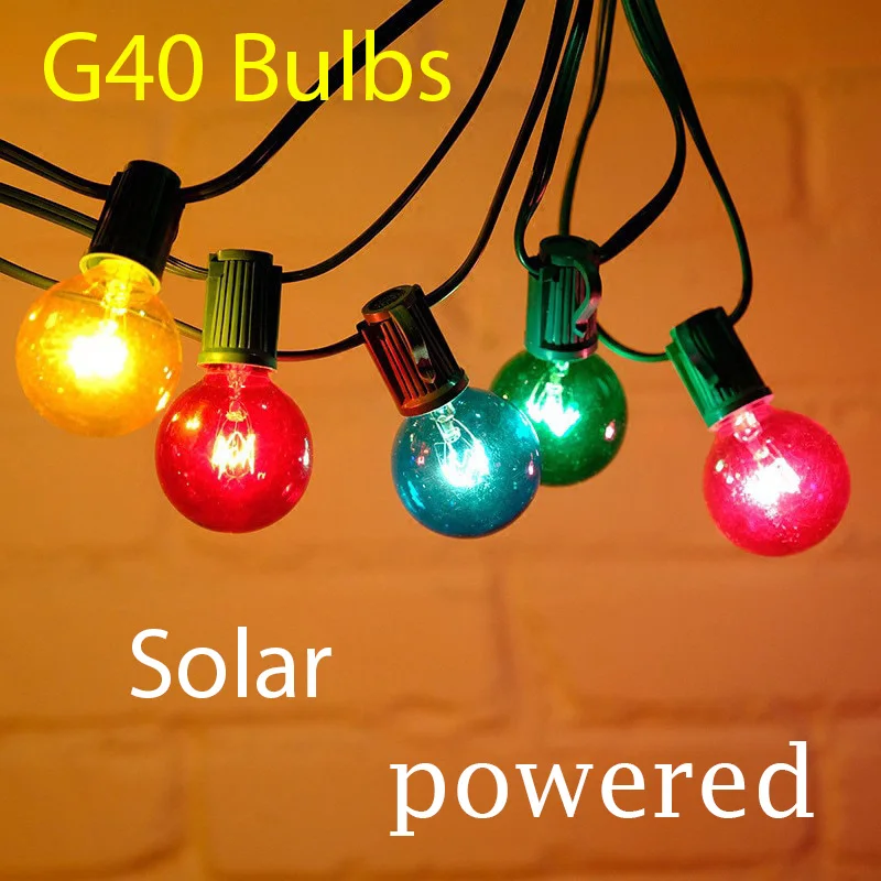 

21m LED Solar String Lights Waterproof Outdoor Christmas Decoration Bulb G40 Holiday Garland Garden RGB Fairy Lamp Wedding Camp