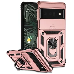 Durable Armor Case with Ring Holder and Lens Protection - Pixel 9 Pro XL (Rose Gold)