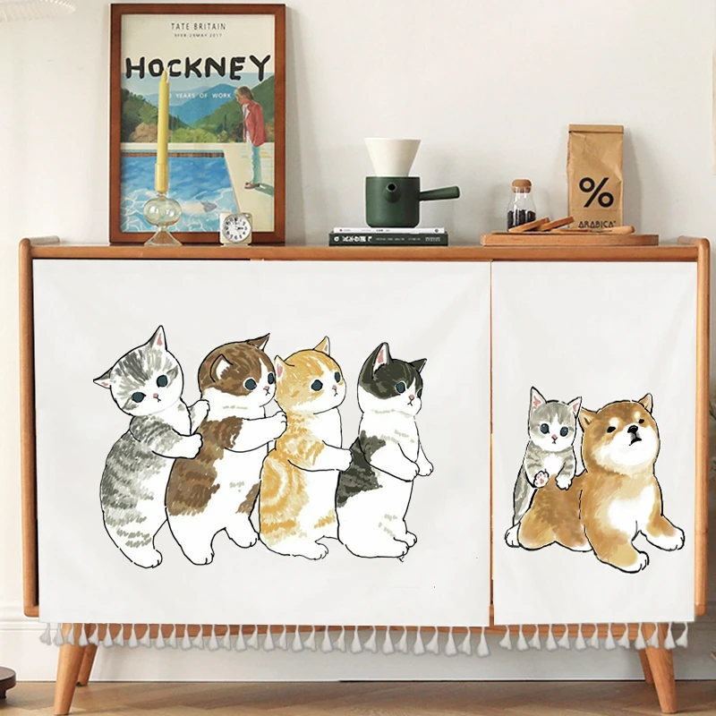 Cortinas para gatos Design de tabuleiro de xadrez com gatinhos felino bebê  gatinho animais animais de