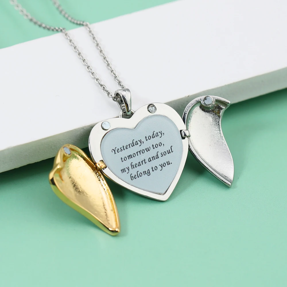 Heart Necklace Jewelry With Engraved Quotes Personalized Gifts For Her  Personalized Heart Locket Necklace, image size:1000x1000