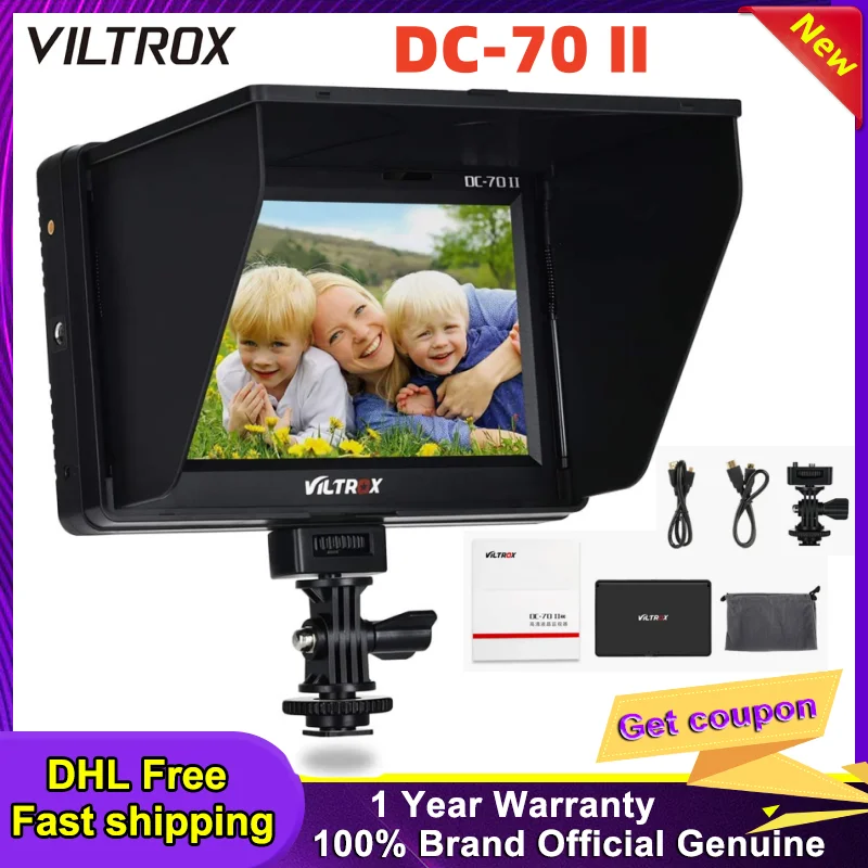 Viltrox DC-70 II 7 inch 4K Monitor on Camera DSLR Field Monitor HD Camera Video Display Screen 1024*600 IPS for