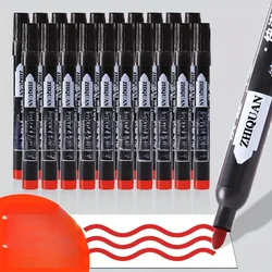 Waterproof Fine Tip Markers, 10 - Pack - Versatile for Paper, Steel, Glass - Smooth Writing for School & Office (Red)