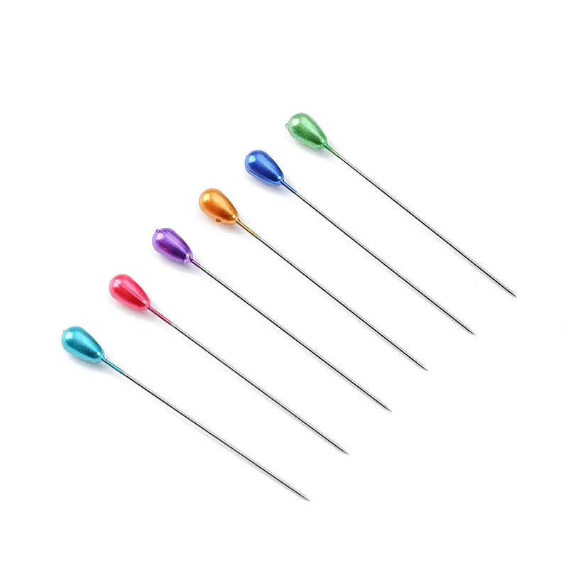 50/100PCs Rainbow Color Pearl Head Needles 5.5cm Stitch Straight Push Sewing Pin Dressmaking DIY Sewing Tools Positioning Needle images - 6