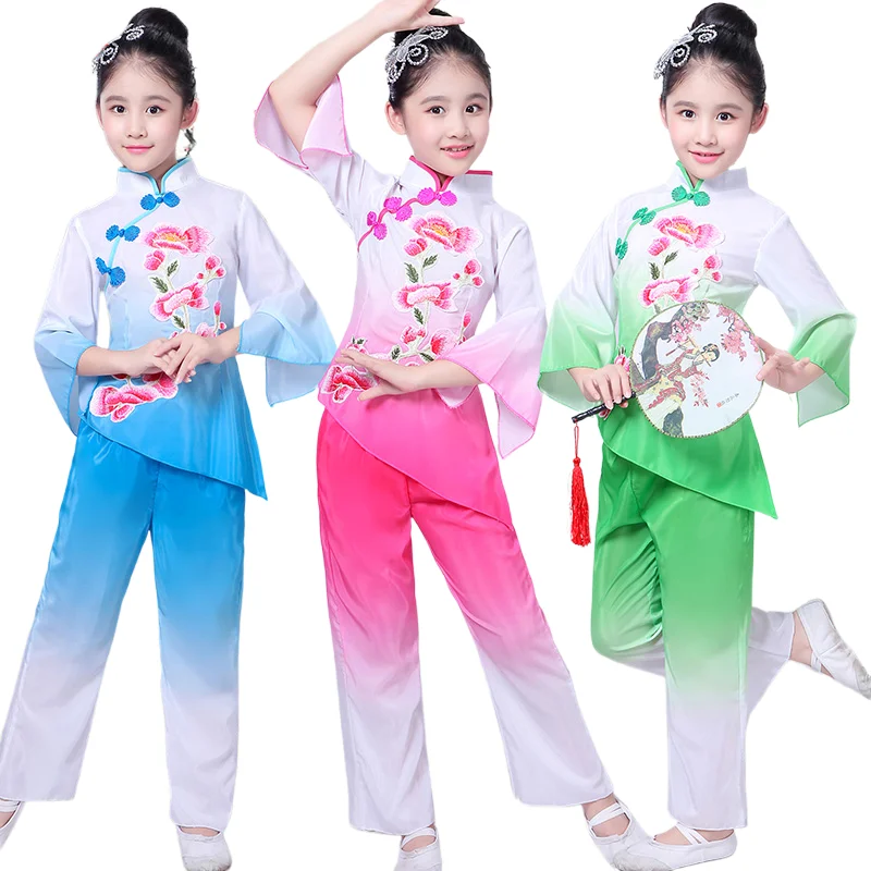 Dance Dress Girls Classical Fan Dance Jiangnan Umbrella Hanfu