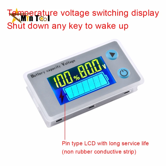 Testeur de Capacité de Batterie 10-100V Moniteur de Voltmètre de  Température Battery Tester avec Indicateur LCD Couleur : : Auto et  Moto