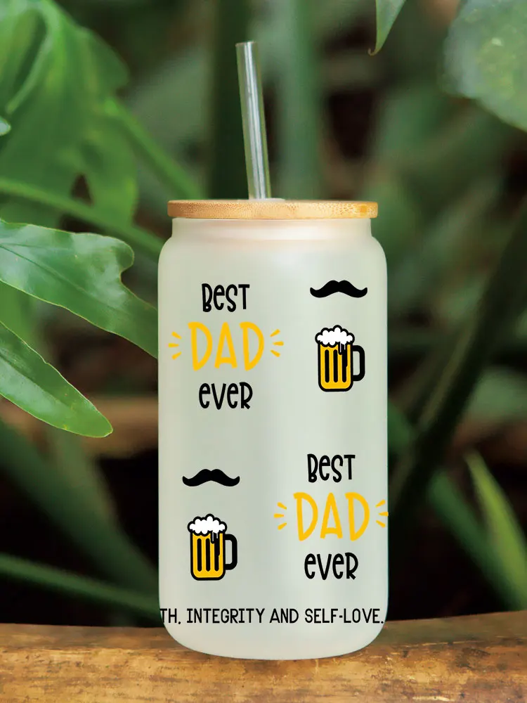 UV DTF Transfer Sticker DAD Themed For The 16oz Libbey Glasses Wraps Cup Can DIY Waterproof D14085