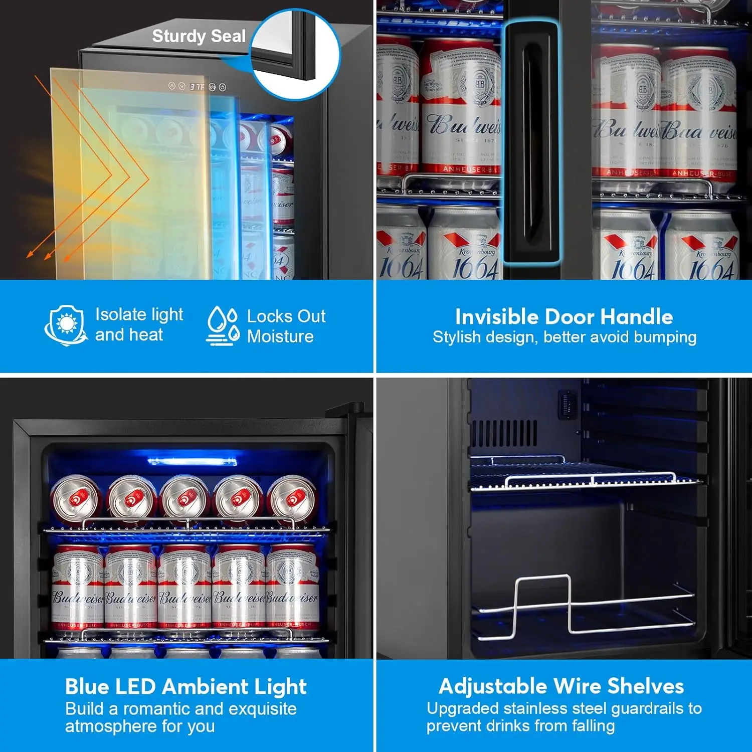 Refrigerator 17 inch Wide - 126 Can Beverage Cooler with Glass Door | Counter-Top/Freestanding Mini Beverage Beer Fridg 5