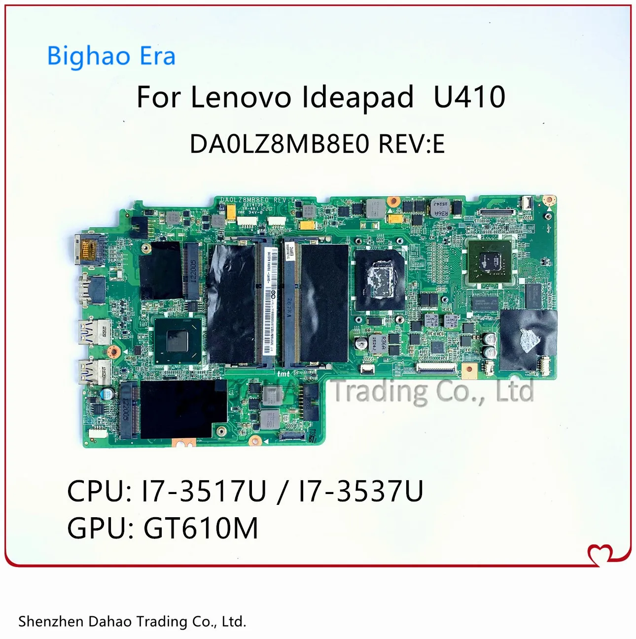

FRU:90002853 For Lenovo Ideapad U410 Laptop Motherboard W/ i7-3517U/i7-3537U GT610M/GT710M 2GB-GPU DA0LZ8MB8E0 100% Fully Tested