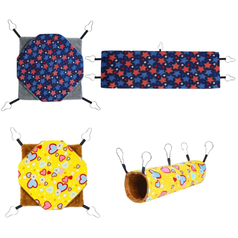 

2 шт. зимний теплый двухслойный гамак для хорька, подвесной туннель для птиц, кровать для маленьких животных 6XDE