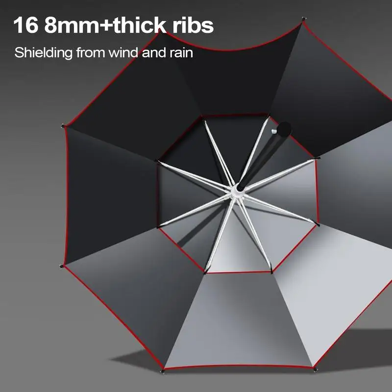 Parapluie pêche robuste double toit rond déporté grand format ombre soleil terrasse pêche ronde