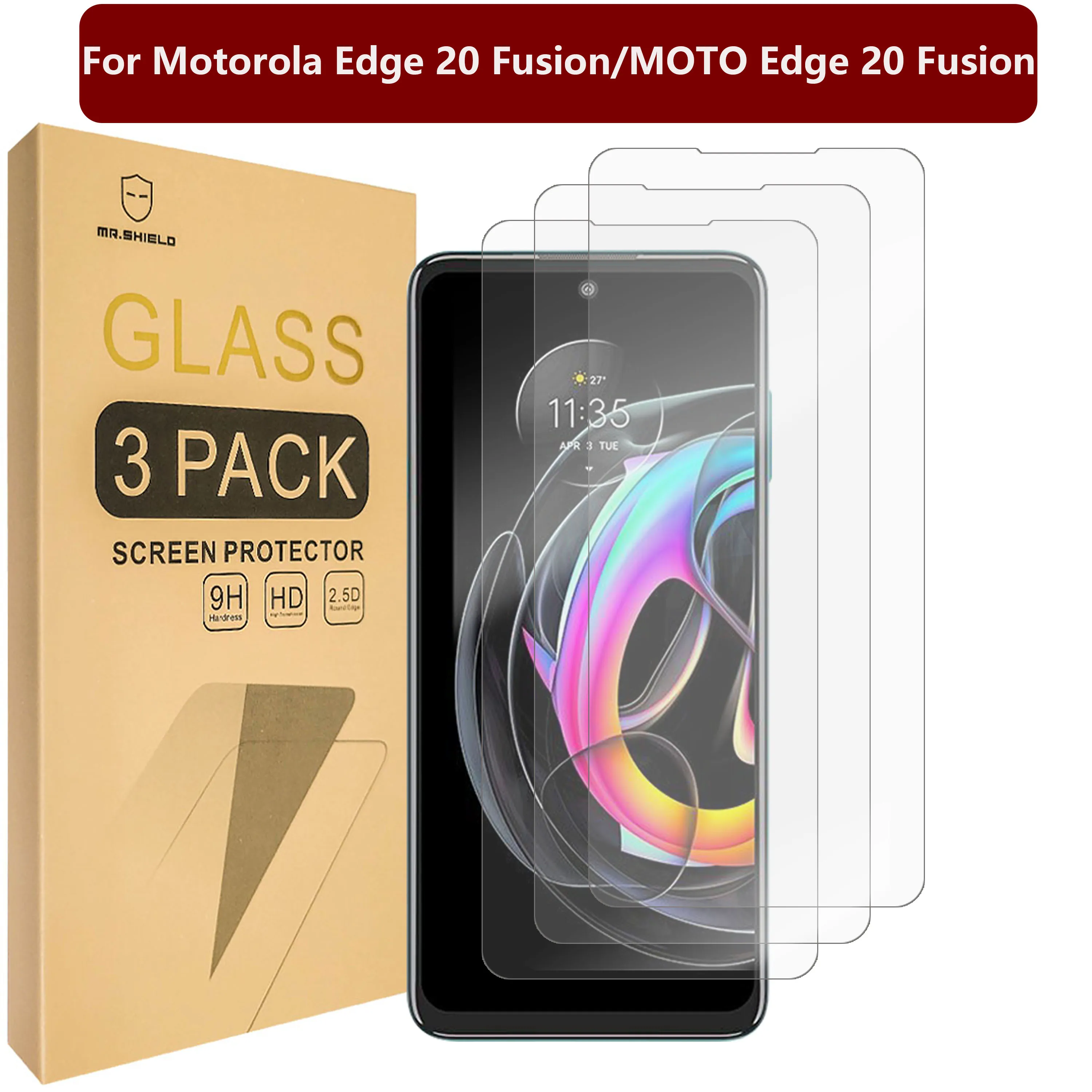 

Mr.Shield [3-Pack] Designed For Motorola Edge 20 Fusion/MOTO Edge 20 Fusion [Tempered Glass] [Japan Glass with 9H Hardness]