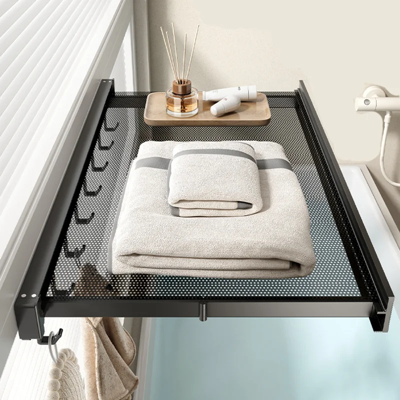 Sinzau Appendiabiti Pieghevole Da Parete In Alluminio, Salvaspazio, Porta Abiti Retrattile Per Bagno, Balcone, Camera, Carico Max 30 Kg - 2