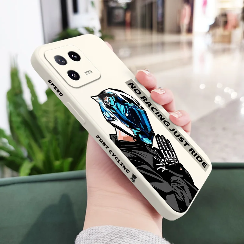 Motorcycle Boy Liquid Silicone Phone Case Cover