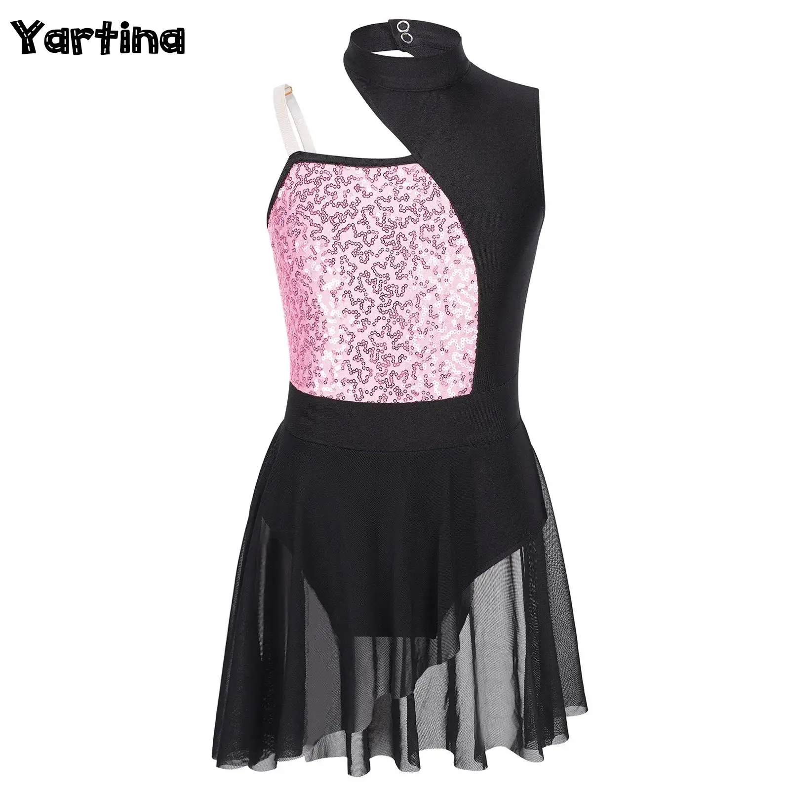 

Todder Girls Ballerina Tutu Costume Contemporary Ballet Dance Tight Jumpsuit Wrap Dress Shiny Sequins Lyrical Dance Dresses