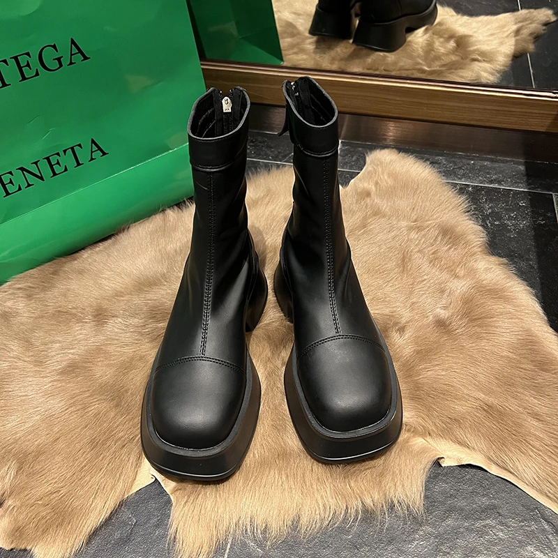Princess Sweet Punk Shoes Leather Boots Muffins Thick Bottom Boots Casual and Fashion Shoes Big Head Shoes Women Shoes for Women