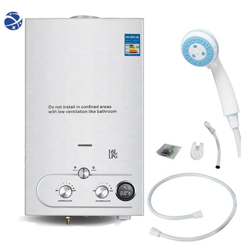 Geyser A Gas Per Doccia Scaldabagno A Gas Da Campeggio Istantaneo Senza Serbatoio Da 10 Litri Per Parete In Acciaio Bianco Per La Casa Inossidabile