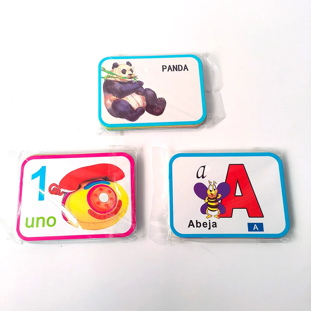 

Spanish Montessori Early Childhood Cognitive Learning Flash Card Animal Numeric Letters Double-Sided Memory Card