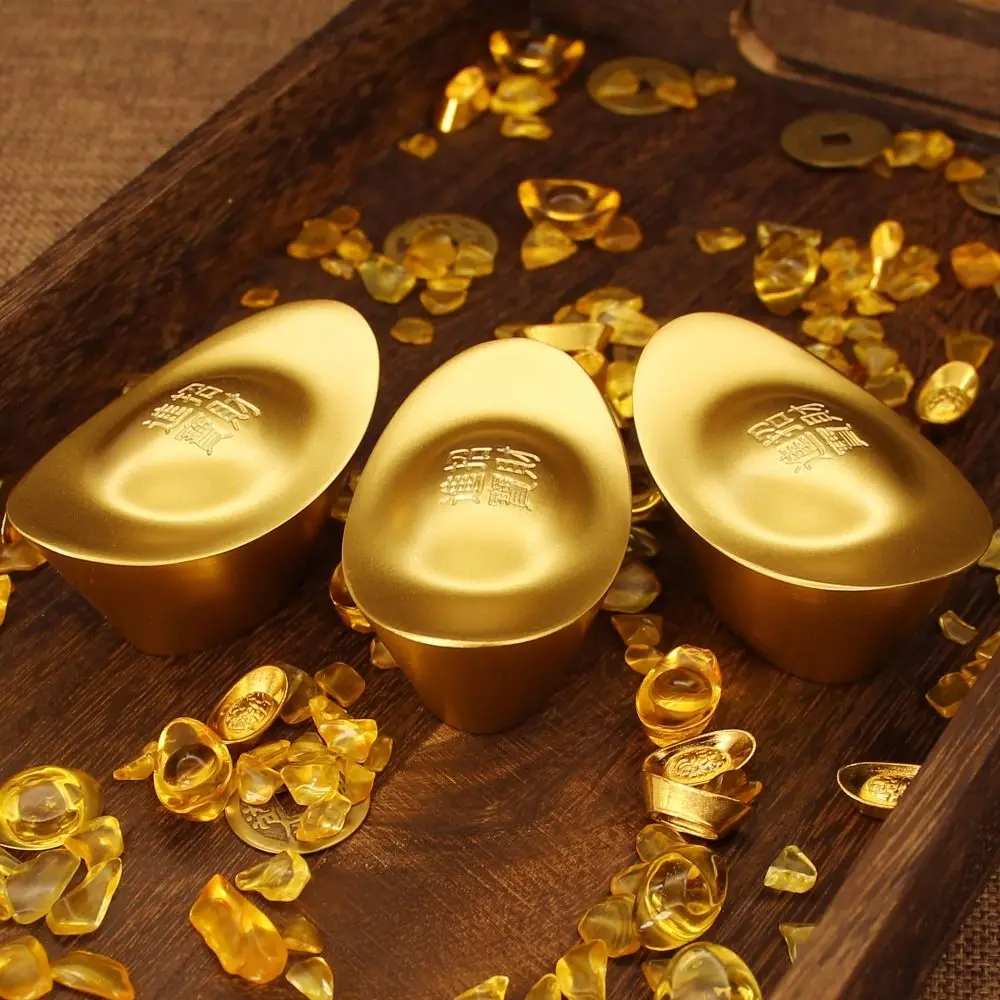 

Solid Gold Ingot Treasure Bowl Crafts Alloy Pure Copper Treasure Bowl Ornament Imitation Gold Antique Desk