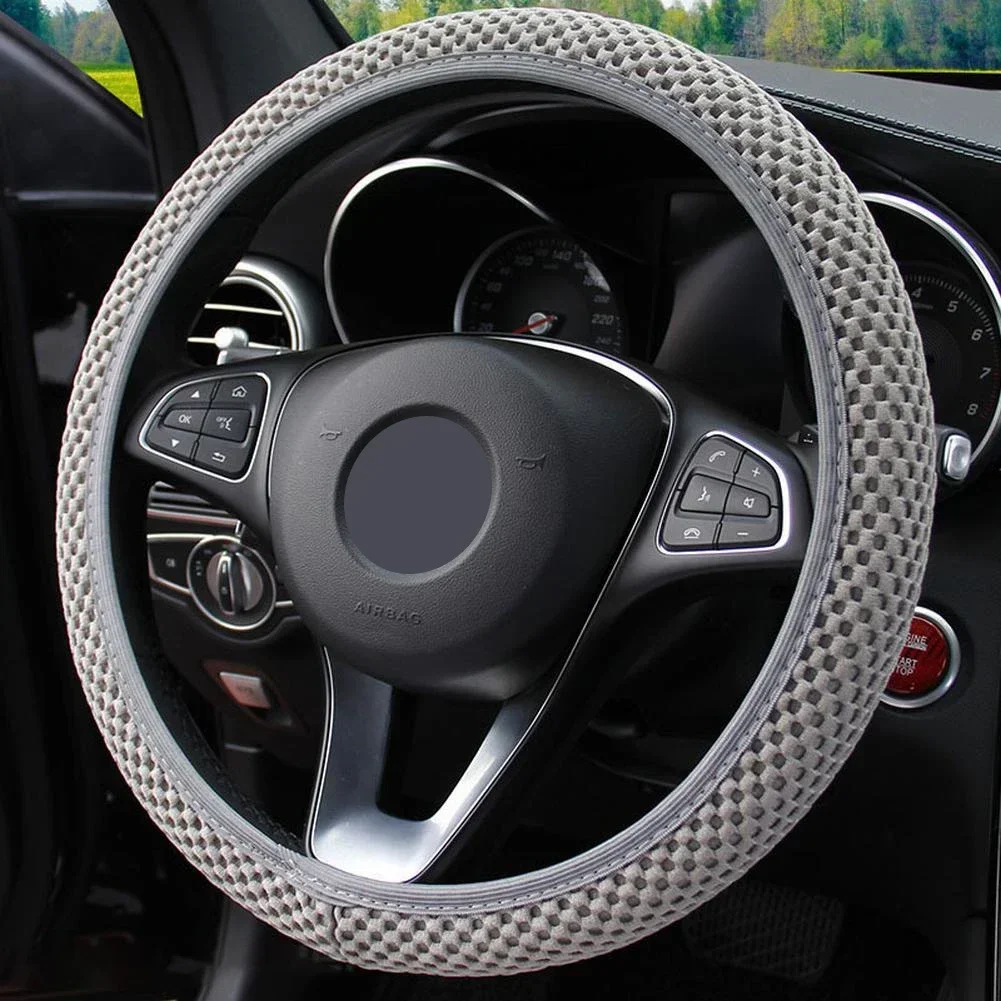 Vibrant Non-Slip Cloth Car Steering Wheel Cover - Fashionable Auto Decoration, 38CM