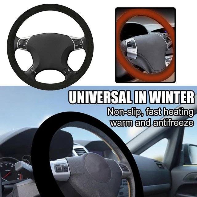 15/38cm Heated Steering Wheel Cover 12V Electric Heating Cover Soft Plush Heated  Steering Wheel Cover - AliExpress